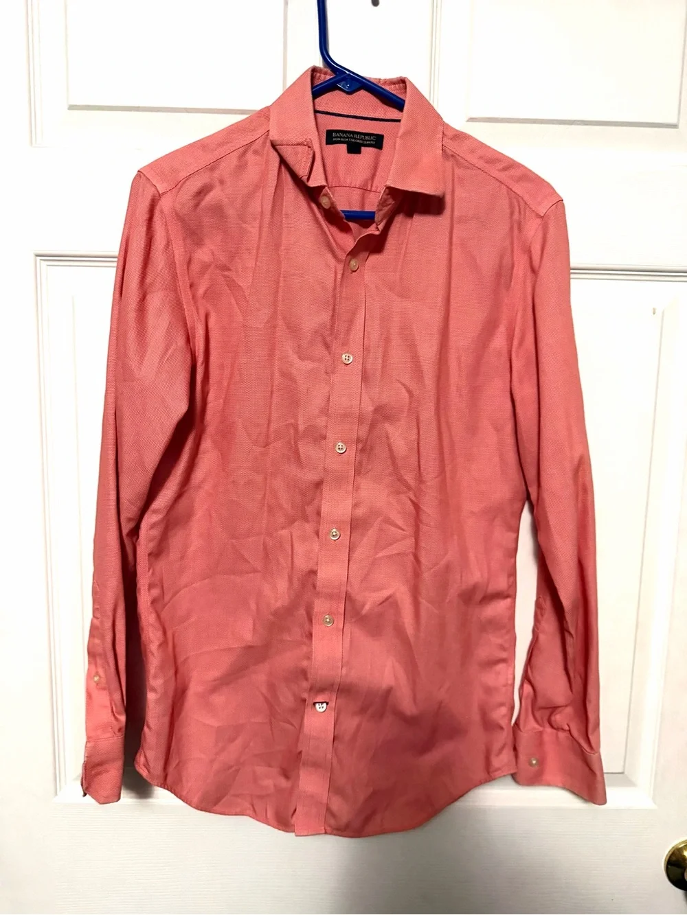 Banana Republic Men's Coral-Red Dress Shirt